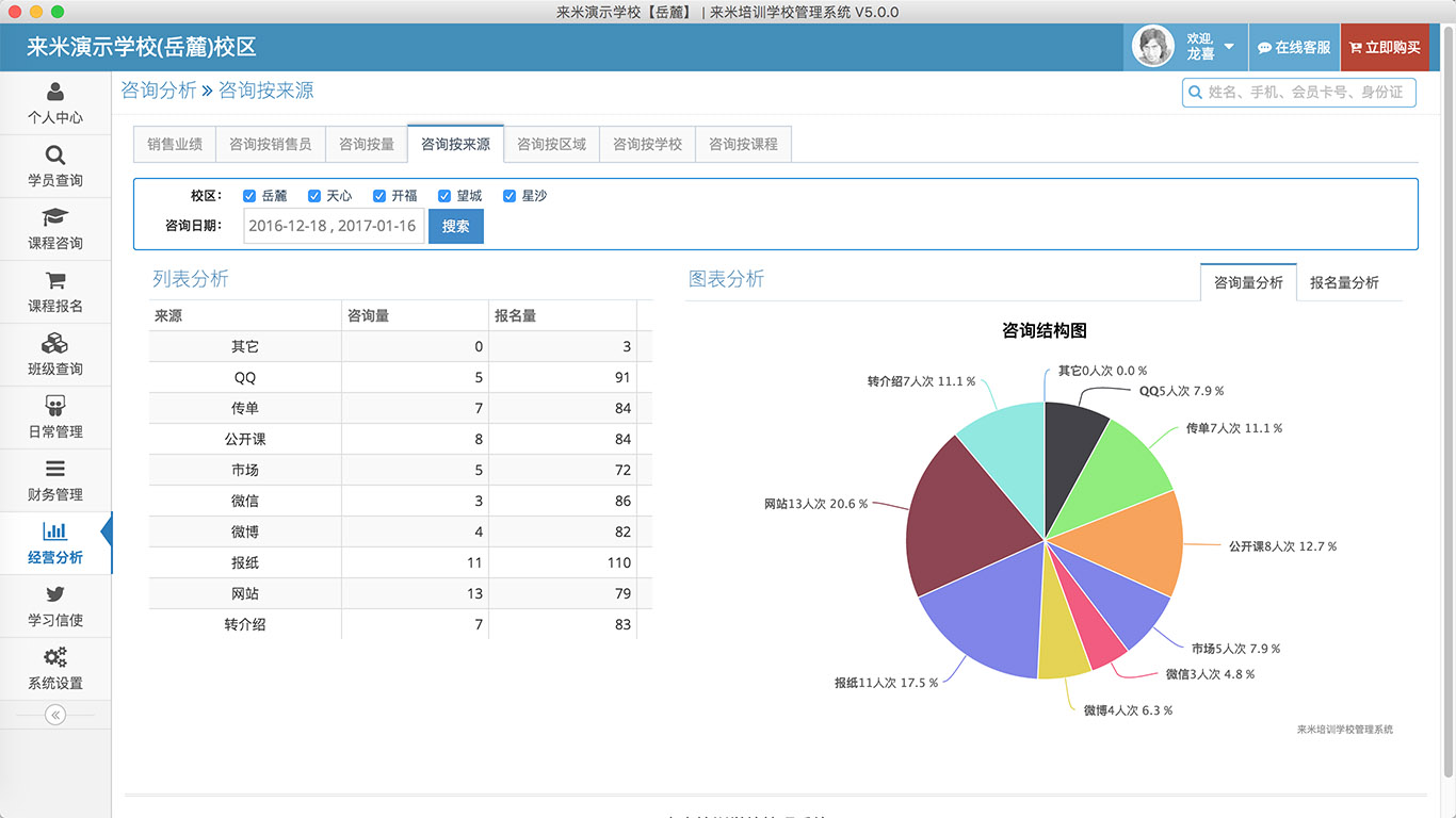 来米培训学校管理系统