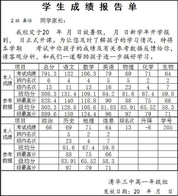 具才成绩通知单(通家书)制作系统