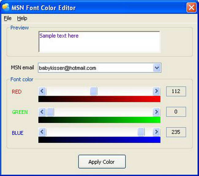 MSN Font Color Editor