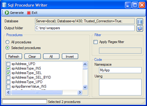 SQL Procedure Writer