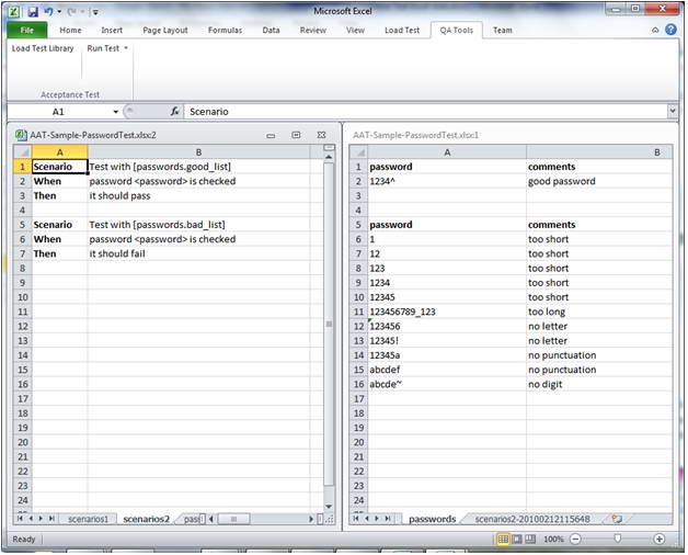 Acceptance Test Excel Addin