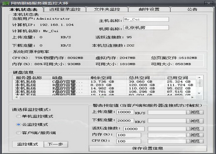 网络眼睛服务器监控软件企业版客户端-[华商团定制版]