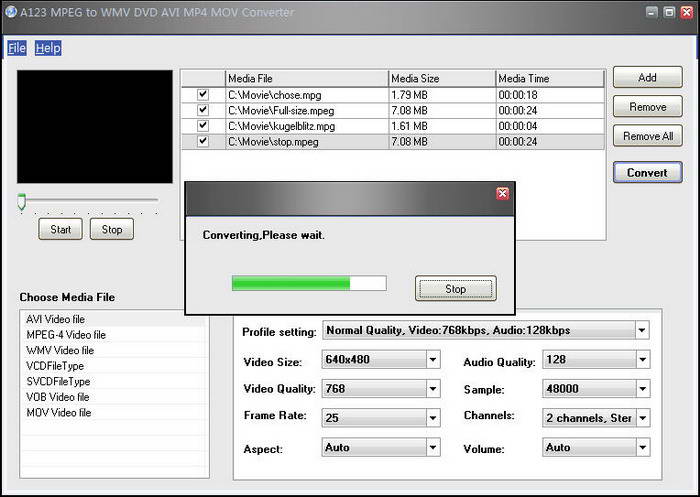 A123 MPEG to WMV DVD AVI MP4 MOV Converter