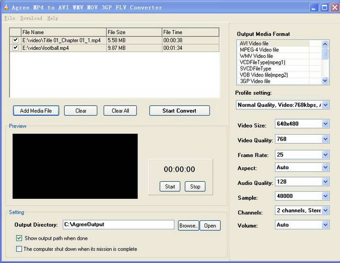 Agree MP4 to AVI WMV MOV 3GP FLV Converter