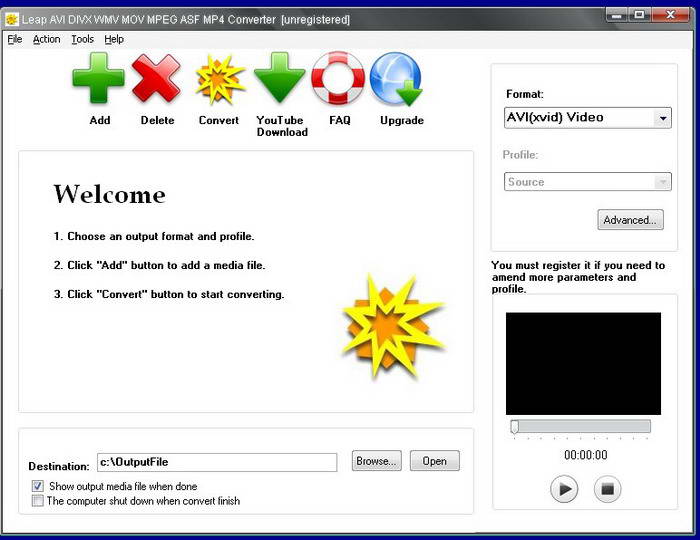 Leap AVI DIVX WMV MOV MPEG ASF MP4 Converter