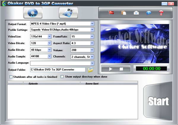 Okoker DVD to 3GP Converter