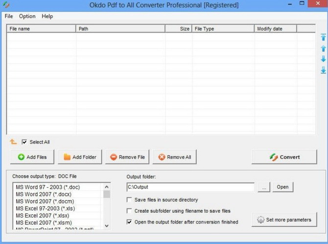 Okdo PDF to Office Document Converter Command Line