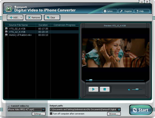 Daniusoft Digital Video to iPhone Converter