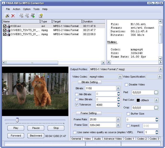 YASA AVI to MPEG Converter