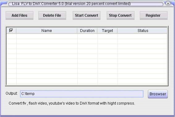 lisasoft FLV to DivX Converter