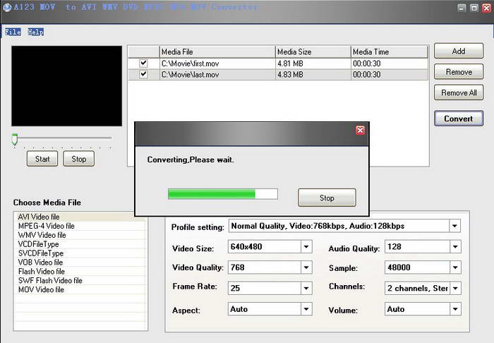 A123 MOV to AVI WMV DVD MPEG MP4 MOV Converter