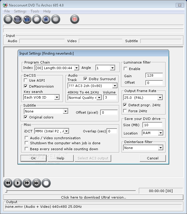 Neoconvert DVD To Archos 605