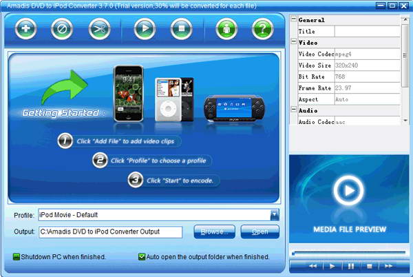 Amadis DVD to iPod Converter