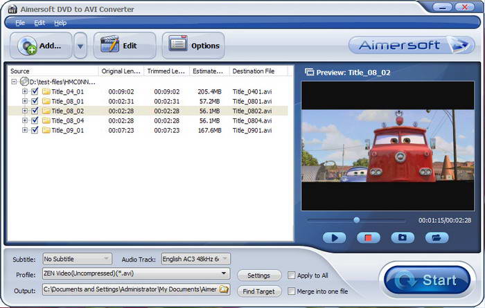 Aimersoft DVD to AVI Converter