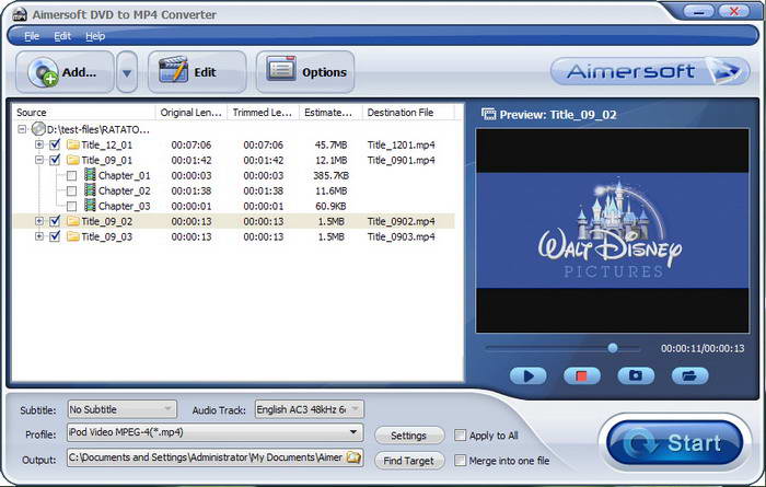 Aimersoft DVD to MP4 Converter