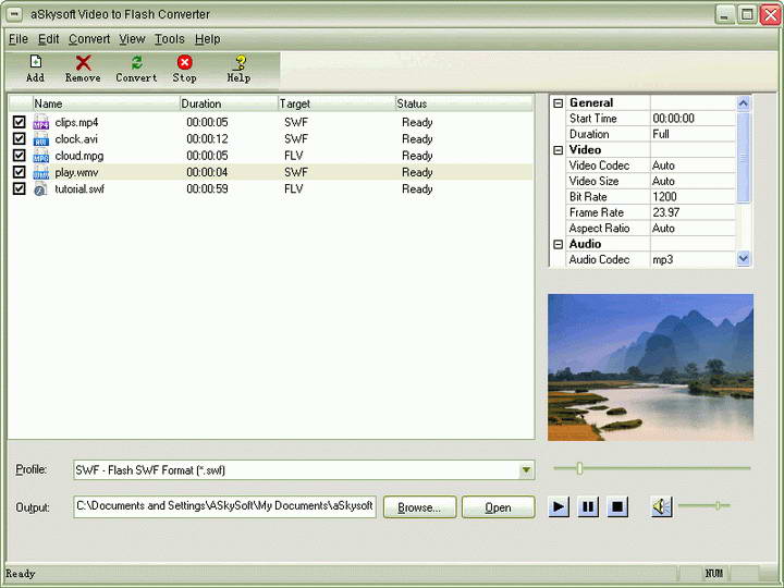 aSkysoft Video to Flash Converter