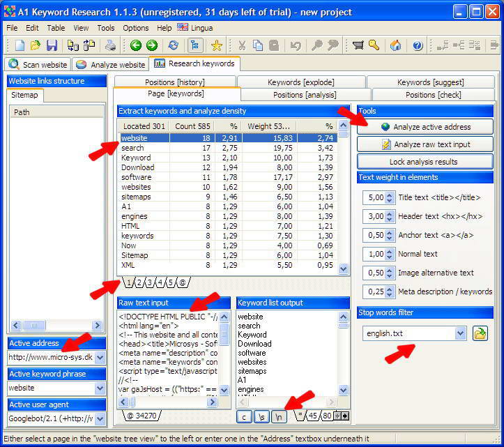 Micro-Sys A1 Keyword Research