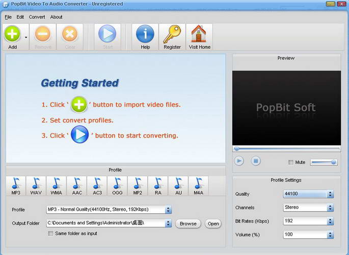 PopBit Video to Audio Converter