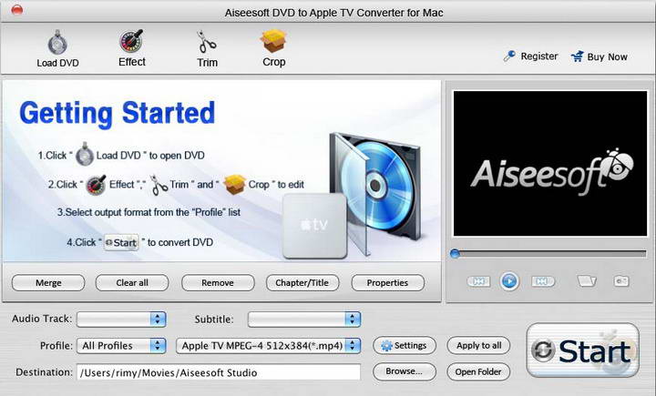 Aiseesoft DVD to Apple TV Covnerter for Mac