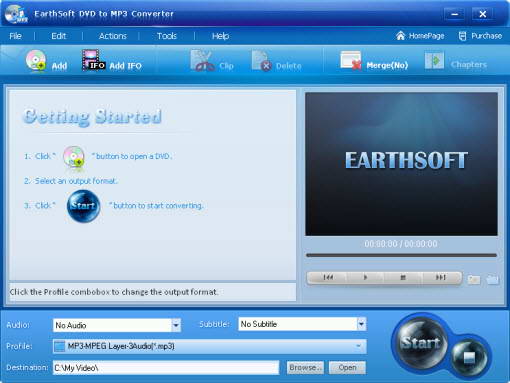 EarthSoft DVD to MP3 Converter