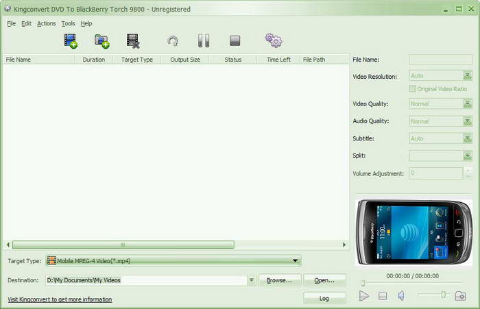 KingConvert DVD To BlackBerry Torch 9800