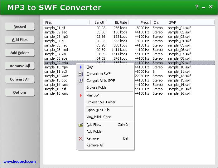 Hootech MP3 to SWF Converter