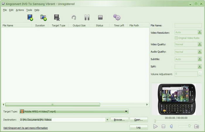 KingConvert DVD To Samsung Vibrant