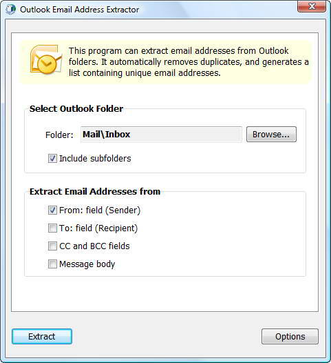 Outlook Email Address Extractor