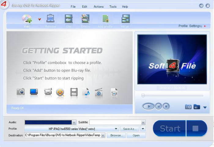 Soft4file Blu-ray DVD to Netbook Ripper