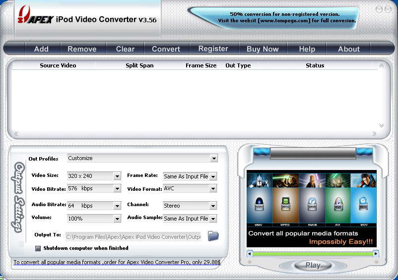 Apex iPod Video Converter