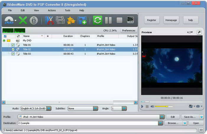 IVideoWare DVD to PSP Converter