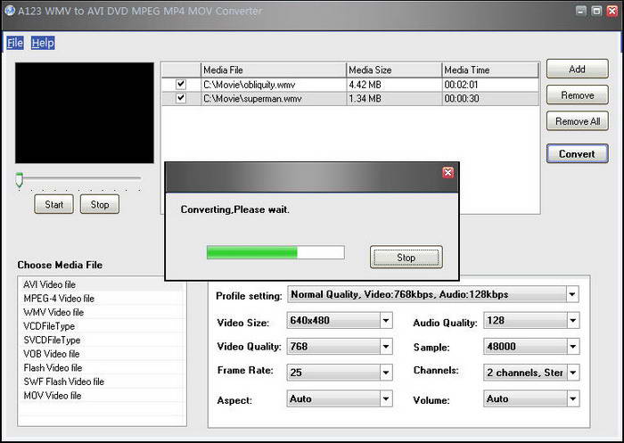 A123 WMV to AVI DVD MPEG MP4 MOV Converter