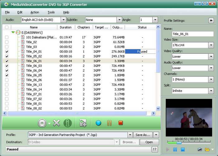 mediAvatar DVD to 3GP Converter