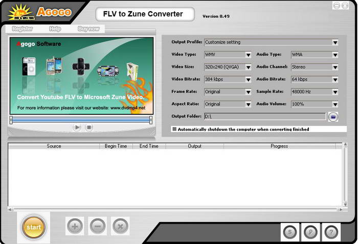 Agogo FLV to Zune Converter