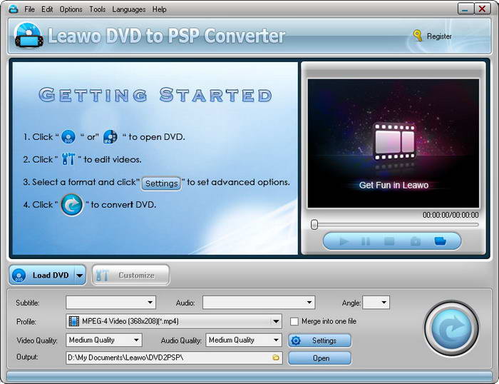 Leawo Free DVD to PSP Converter