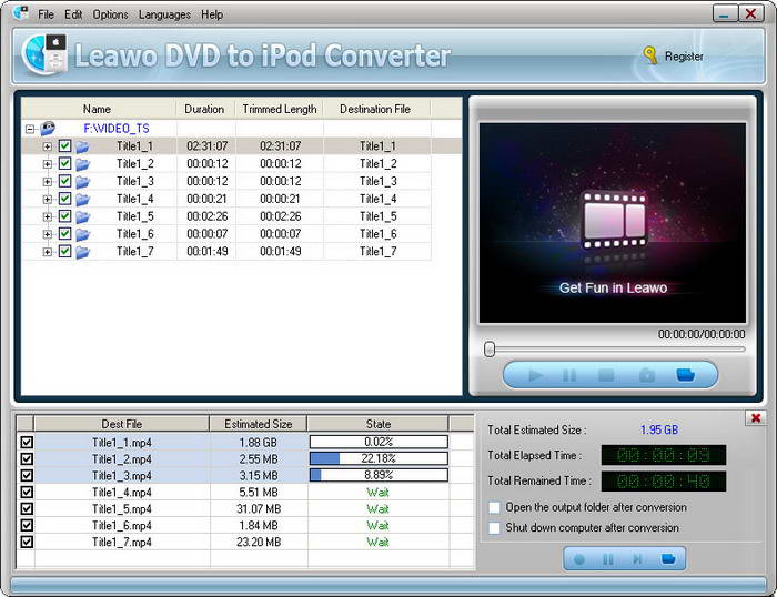 Leawo DVD to iPod Converter