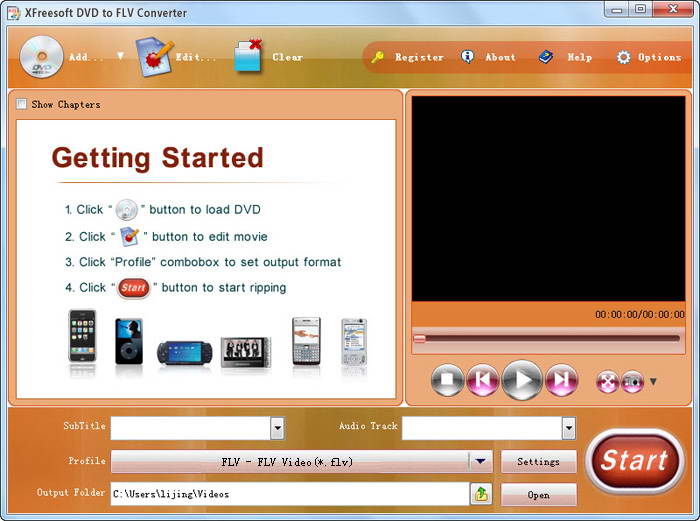 XFreesoft DVD to FLV Converter