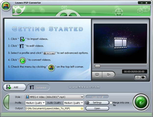 Leawo Free PSP Video Converter