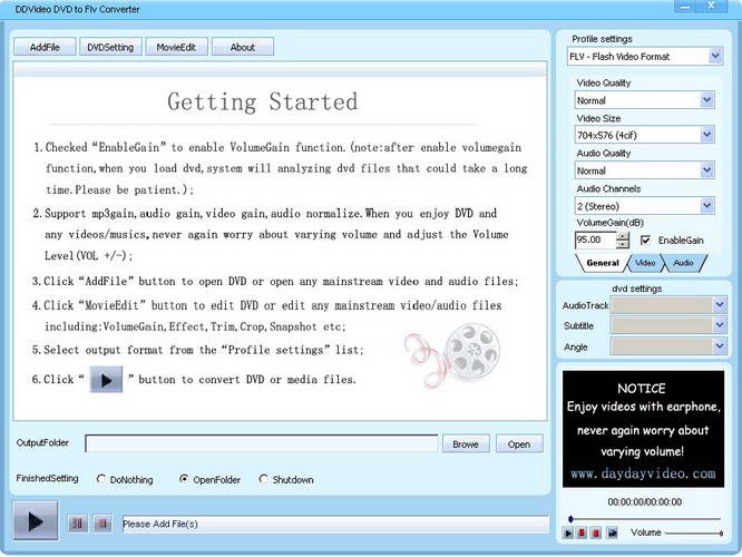DDVideo DVD to FLV Converter Gain