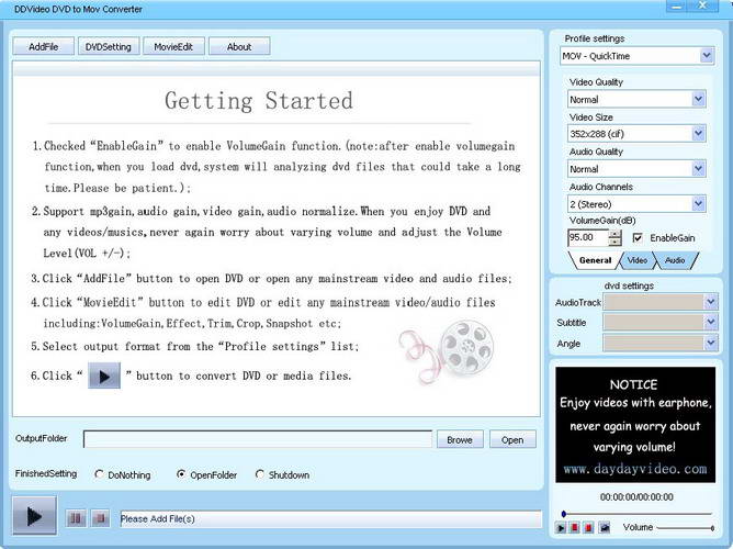 DDVideo DVD to MOV Converter Gain