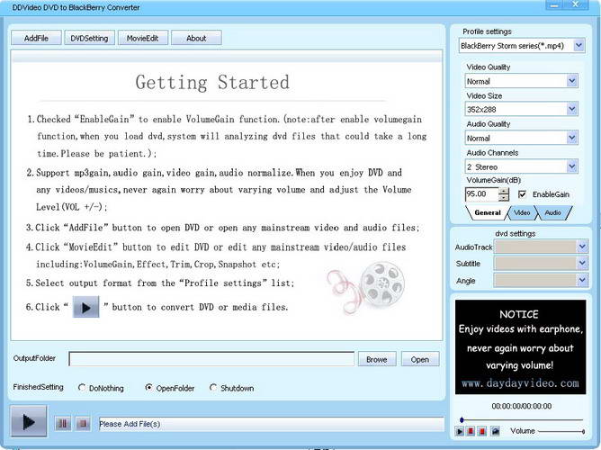 DDVideo DVD to BlackBerry Converter Gain