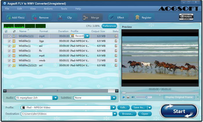 Aogsoft FLV to WMV Converter