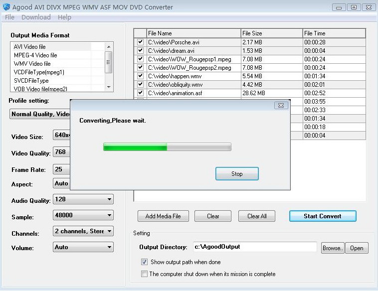 Agood AVI DIVX MPEG WMV ASF Converter