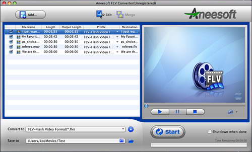 Aneesoft FLV Converter for Mac