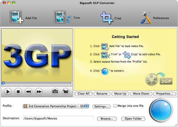 Bigasoft 3GP Converter For Mac