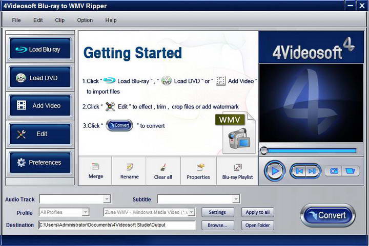 4Videosoft Blu-ray to WMV Ripper