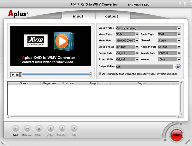 Aplus XviD to WMV Converter