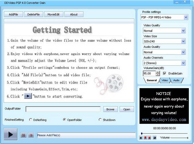 DDVideo PSP Video Converter Gain