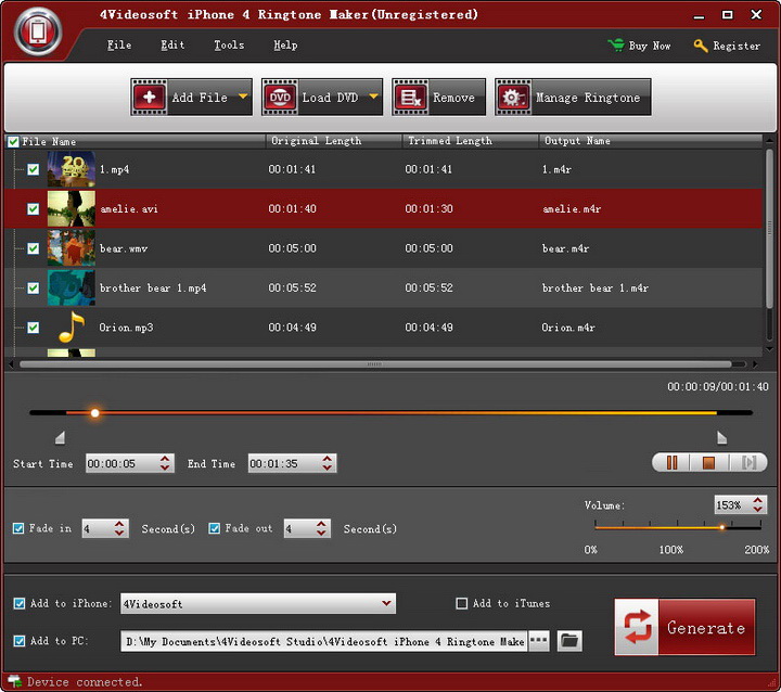4Videosoft iPhone 4 Ringtone Maker