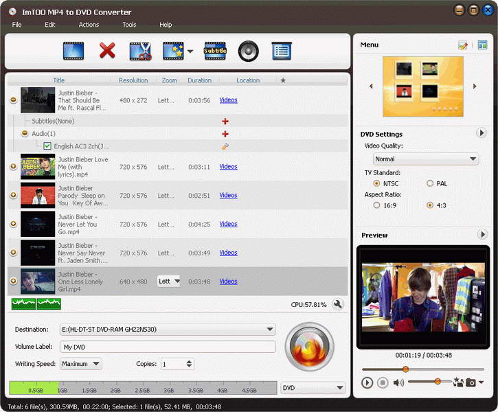 ImTOO MP4 to DVD Converter